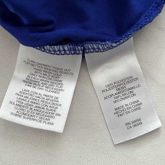 Rachel Roy Grecian Draped Mini Dress Sleeveless Mesh Colorblock Blue Black Small - Picture 10 of 11